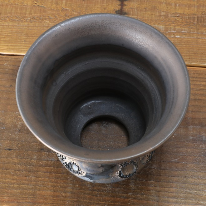 5.6号鉢 高さ約12.5cm 植木鉢 陶器鉢 塊根植物 コーデックス アガベ サボテン 【銀河鉢クレーター】 作家 陶芸家 横山雄一作 一点物