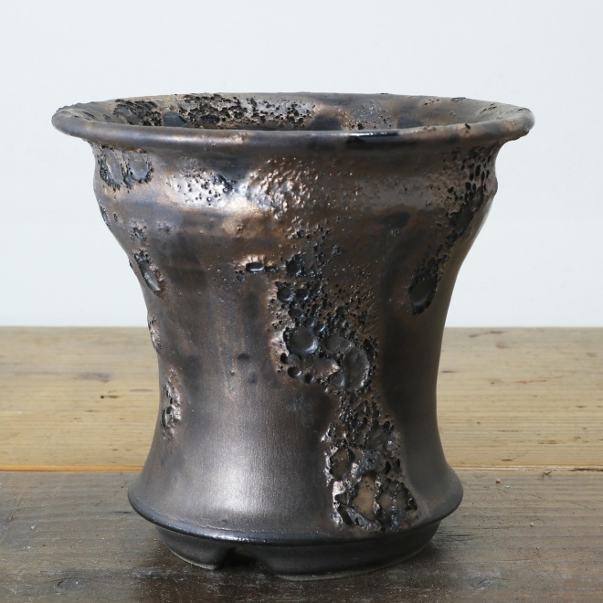 【益子焼】 4.2号鉢 高さ約11.7cm 植木鉢 陶器鉢 塊根植物 アガベ サボテン コーデックス 【釉美シリーズ】 作家 陶芸家 横山雄一作 一点物