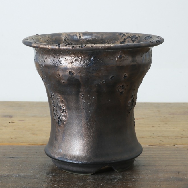 【益子焼】 4.2号鉢 高さ約11.7cm 植木鉢 陶器鉢 塊根植物 アガベ サボテン コーデックス 【釉美シリーズ】 作家 陶芸家 横山雄一作 一点物