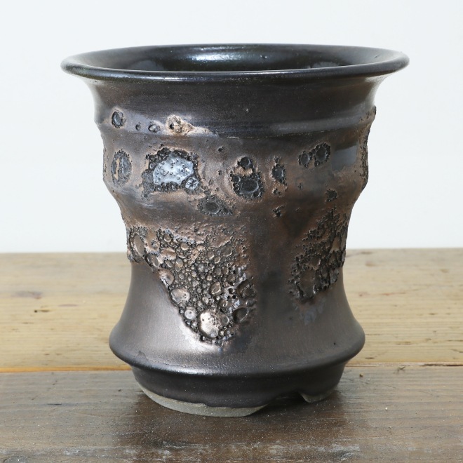 【益子焼】 4.1号鉢 高さ約12cm 植木鉢 陶器鉢 塊根植物 アガベ サボテン コーデックス 【釉美シリーズ】 作家 陶芸家 横山雄一作 一点物