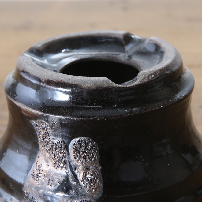【益子焼】 3.3号鉢 植木鉢 陶器鉢 塊根植物 アガベ サボテン 【黒釉シリーズ ツヤあり Black Brilliant ブラックブリリアント】 高さ約6.5cm 作家 陶芸家 横山雄一作