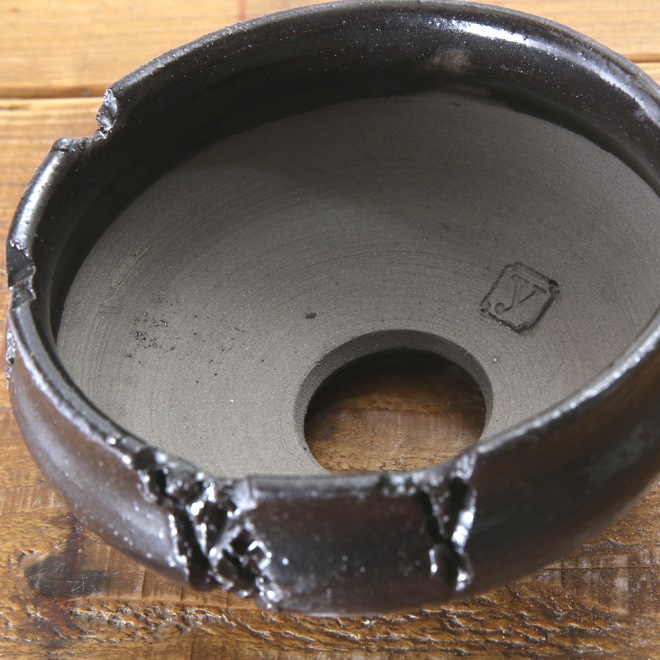 【益子焼】 3.6号鉢 植木鉢 陶器鉢 塊根植物 アガベ サボテン 【黒釉シリーズ】 高さ約6cm 作家 陶芸家 横山雄一作