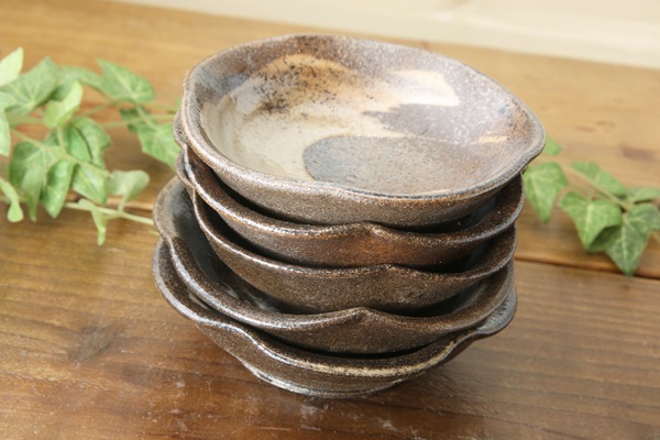 【益子焼】 小皿 豆皿 花形変形お醤油小皿【単品1枚】