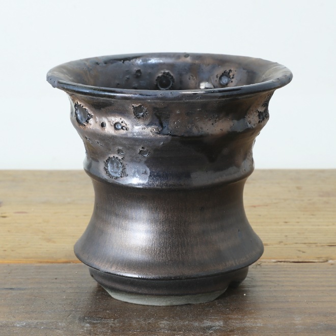 【益子焼】 4.0号鉢 高さ約11.8cm 植木鉢 陶器鉢 塊根植物 アガベ サボテン コーデックス 【釉美シリーズ】 作家 陶芸家 横山雄一作 一点物