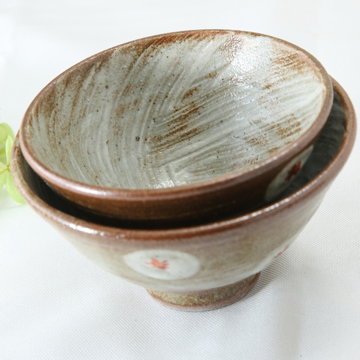 【益子焼】　夫婦茶碗 夫婦ご飯茶碗　小花模様 益子焼陶芸家 木村世傑作