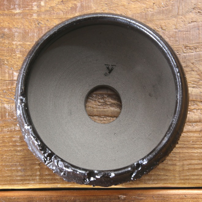 【益子焼】3.1号鉢 植木鉢 陶器鉢 塊根植物 アガベ サボテン 【黒釉砂利シリーズ】 高さ約5.5cm 作家 陶芸家 横山雄一作