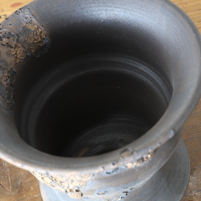 【益子焼】 4号鉢 高さ約10.8cm 植木鉢 陶器鉢 塊根植物 アガベ サボテン コーデックス 【銀河鉢シリーズ】 作家 陶芸家 横山雄一作 一点物