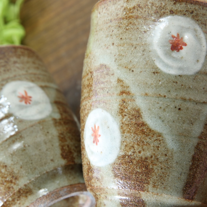 【益子焼】　【ギフトセット】  益子焼陶芸家 木村世傑作 小花模様 夫婦茶碗 夫婦湯呑み 夫婦箸 合計6点セット