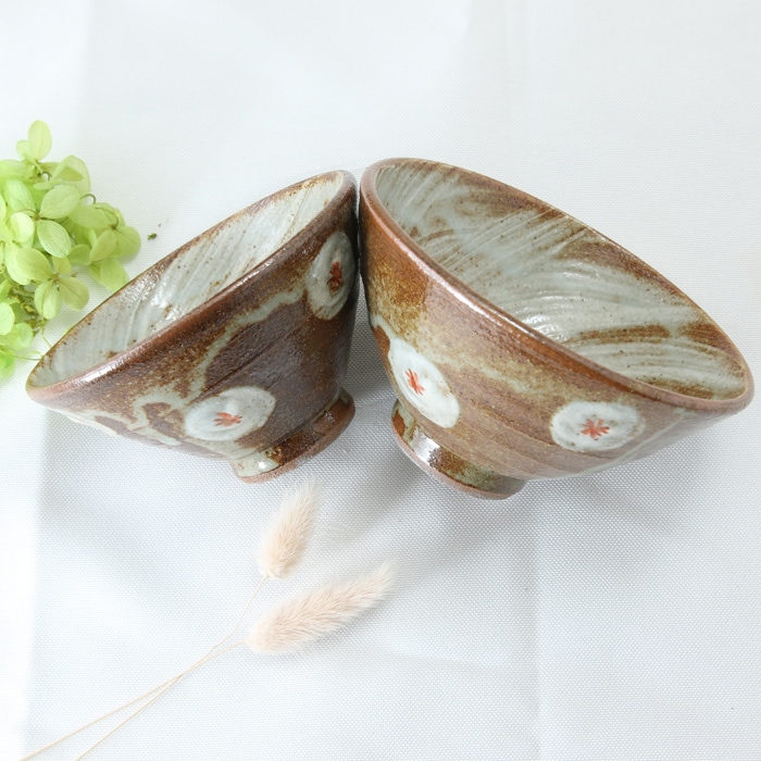 【益子焼】　【ギフトセット】  益子焼陶芸家 木村世傑作 小花模様 夫婦茶碗 夫婦湯呑み 夫婦箸 合計6点セット