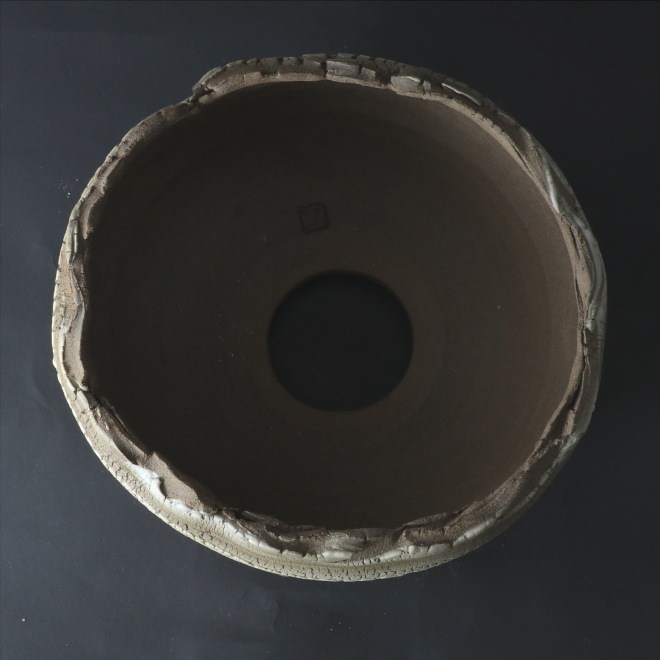 6.3号鉢 高さ約10cm 植木鉢 陶器鉢 塊根植物 アガベ サボテン コーデックス 【炸裂紋鉢 大地の鼓動】 作家 陶芸家 横山雄一作 一点物
