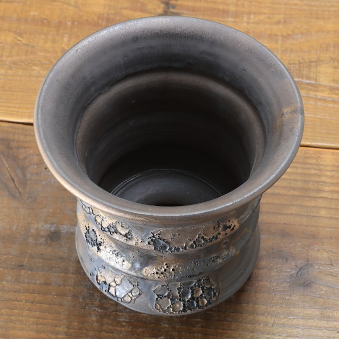 5.3号鉢 高さ約15cm 植木鉢 陶器鉢 塊根植物 コーデックス アガベ サボテン 【銀河鉢クレーター】 作家 陶芸家 横山雄一作 一点物