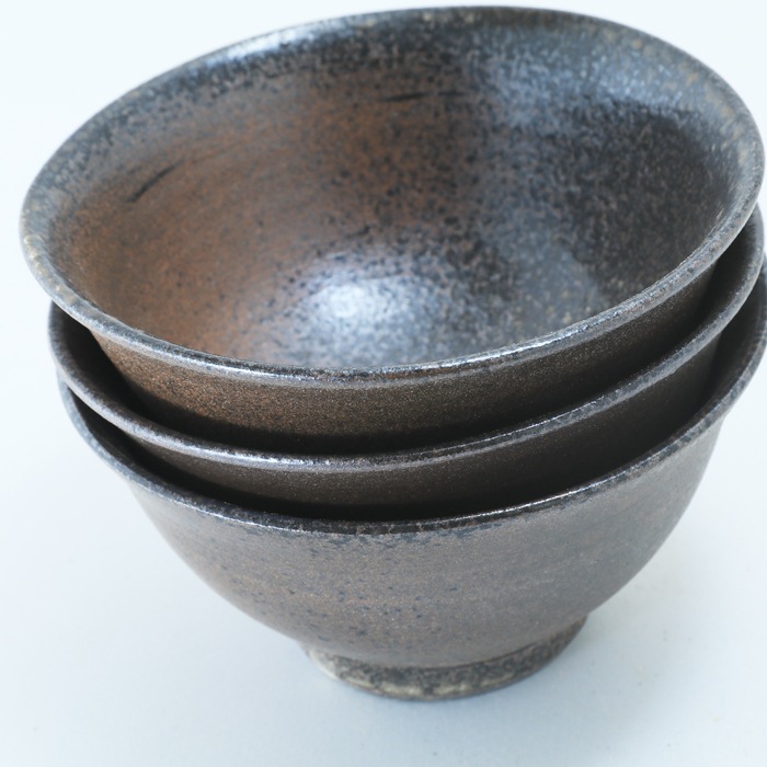 【益子焼】炭化焼き無地のお茶漬け茶碗【単品１個】