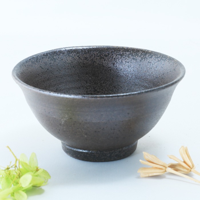 【益子焼】炭化焼き無地のお茶漬け茶碗【単品１個】