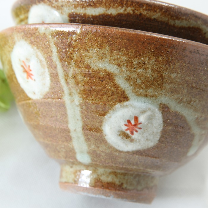 【益子焼】　【ギフトセット】  益子焼陶芸家 木村世傑作 小花模様 夫婦茶碗  夫婦箸 合計4点セット