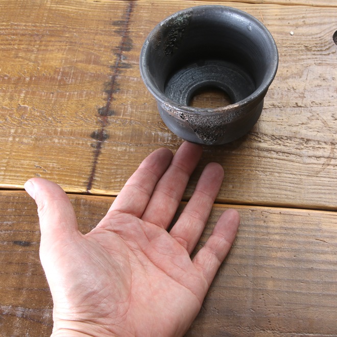 【益子焼】 3.1号鉢 植木鉢 陶器鉢 塊根植物 アガベ サボテン 【黒金銀河鉢・Black＆Gold Garaxy】 高さ約6.5cm 作家 陶芸家 横山雄一作