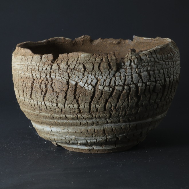 6.5号鉢 高さ約12.5cm 植木鉢 陶器鉢 塊根植物 アガベ サボテン コーデックス 【炸裂紋鉢 大地の鼓動】 作家 陶芸家 横山雄一作 一点物