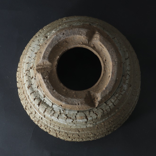 6.5号鉢 高さ約12.5cm 植木鉢 陶器鉢 塊根植物 アガベ サボテン コーデックス 【炸裂紋鉢 大地の鼓動】 作家 陶芸家 横山雄一作 一点物