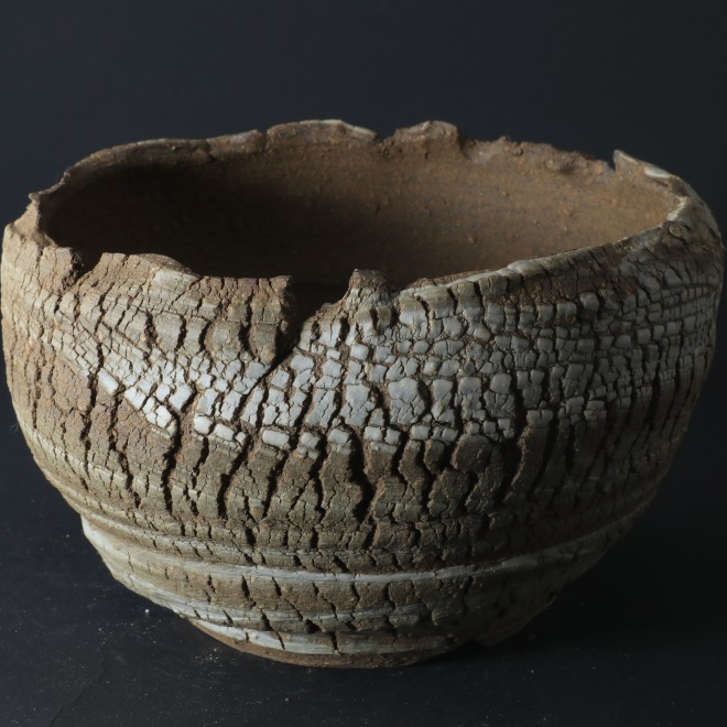 6.5号鉢 高さ約12.5cm 植木鉢 陶器鉢 塊根植物 アガベ サボテン コーデックス 【炸裂紋鉢 大地の鼓動】 作家 陶芸家 横山雄一作 一点物