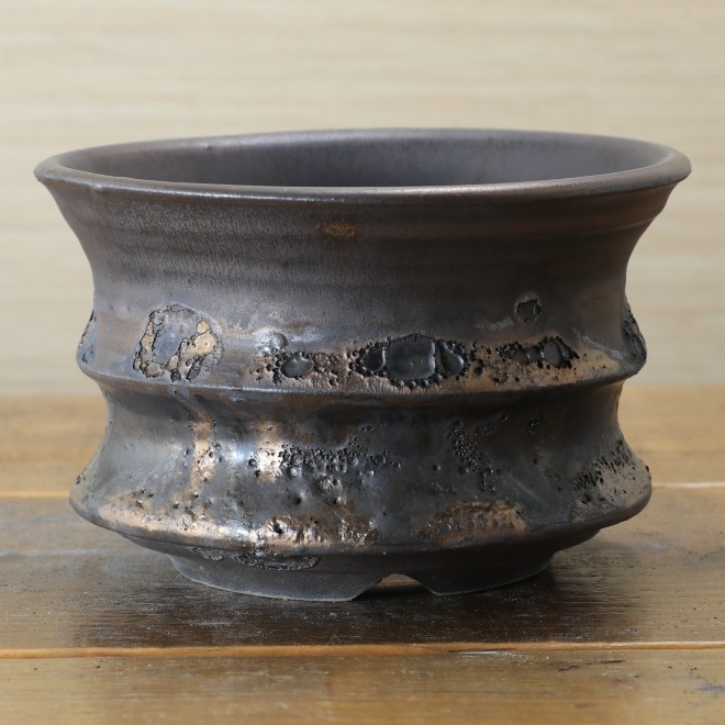 5号鉢 高さ約9.7cm 植木鉢 陶器鉢 塊根植物 コーデックス アガベ サボテン 【銀河鉢クレーター】 作家 陶芸家 横山雄一作 一点物