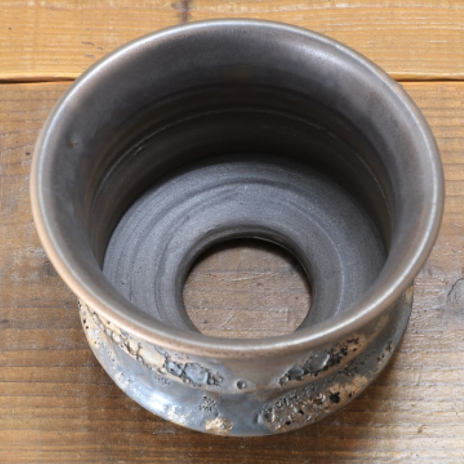 5号鉢 高さ約9.7cm 植木鉢 陶器鉢 塊根植物 コーデックス アガベ サボテン 【銀河鉢クレーター】 作家 陶芸家 横山雄一作 一点物