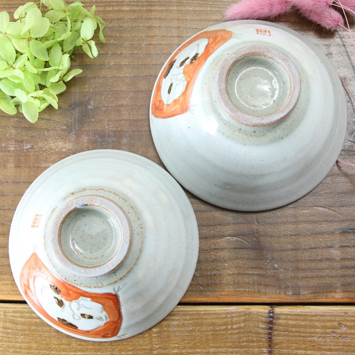 【益子焼】　夫婦茶碗 夫婦ご飯茶碗　癒し猫模様 益子焼陶芸家 木村世傑作