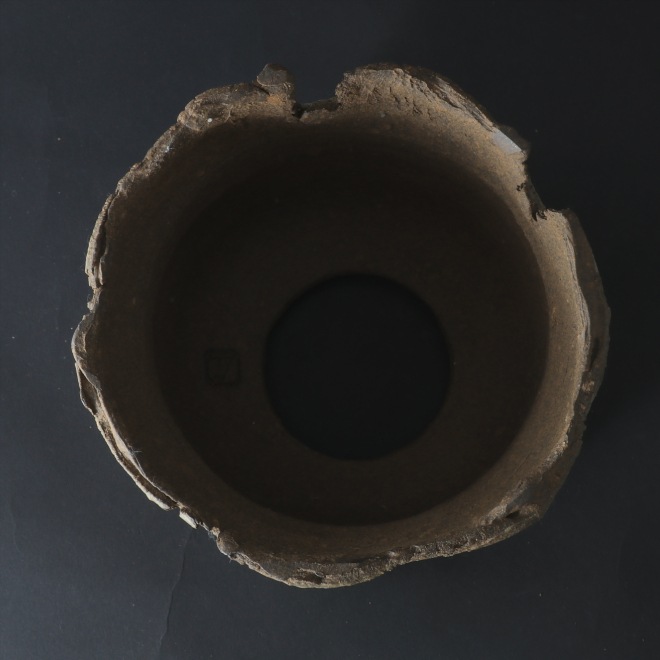 4.6号鉢 高さ約11cm 植木鉢 陶器鉢 塊根植物 アガベ サボテン コーデックス 【炸裂紋鉢 大地の鼓動】 作家 陶芸家 横山雄一作 一点物