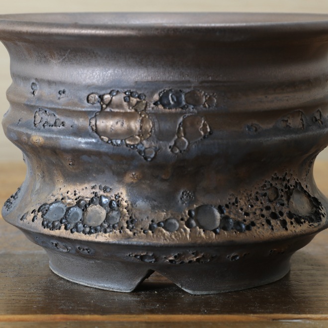5.3号鉢 高さ約10.5cm 植木鉢 陶器鉢 塊根植物 コーデックス アガベ サボテン 【銀河鉢クレーター】 作家 陶芸家 横山雄一作 一点物