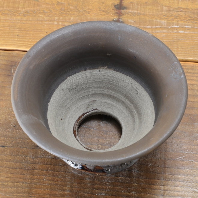 5.5号鉢 高さ約9cm 植木鉢 陶器鉢 塊根植物 アガベ サボテン コーデックス 【釉美シリーズ・飴釉溶岩流鉢】 作家 陶芸家 横山雄一作 一点物
