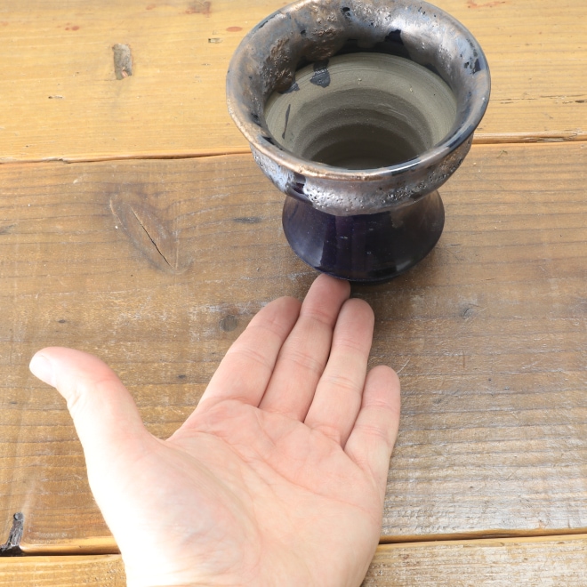 【益子焼】 3.3号鉢 高さ10.2cm 植木鉢 陶器鉢 塊根植物 パキポディウム グラキリス 【銀河鉢DANDYシリーズ・深い瑠璃釉・流れ模様】 作家 陶芸家 横山雄一作 一点物