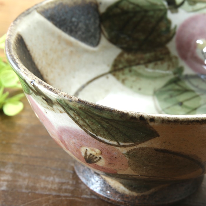 【益子焼】　【ギフト食器セット】  優しい風合いのつばき 夫婦茶碗  夫婦箸 合計4点セット