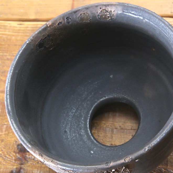 【益子焼】 4.1号鉢 植木鉢 陶器鉢 塊根植物 アガベ サボテン 【黒金銀河鉢・Black＆Gold Garaxy】 高さ約7.5cm 作家 陶芸家 横山雄一作