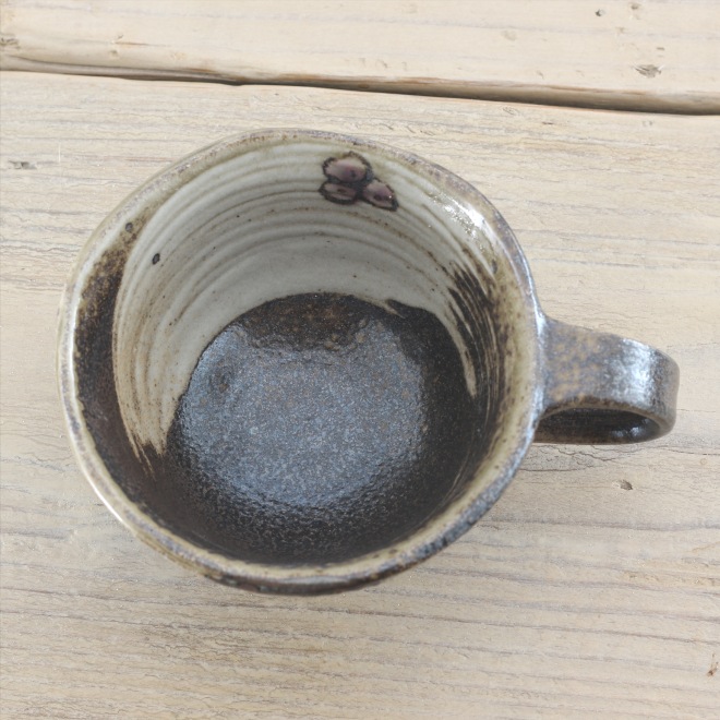 【益子焼】 コーヒーカップ＆ソーサー 珈琲カップ おしゃれ 陶器 布目ぶどう模様 【サイズ大・単品１客】