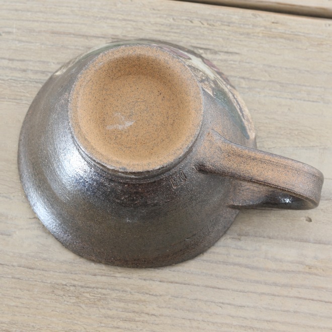 【益子焼】 コーヒーカップ＆ソーサー 珈琲カップ おしゃれ 陶器 布目ぶどう模様 【サイズ大・単品１客】