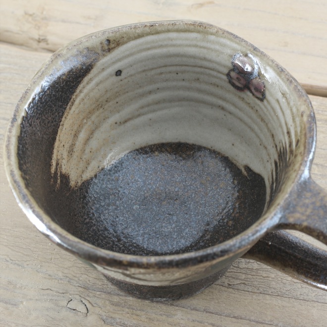 【益子焼】 コーヒーカップ＆ソーサー 珈琲カップ おしゃれ 陶器 布目ぶどう模様 【サイズ大・単品１客】