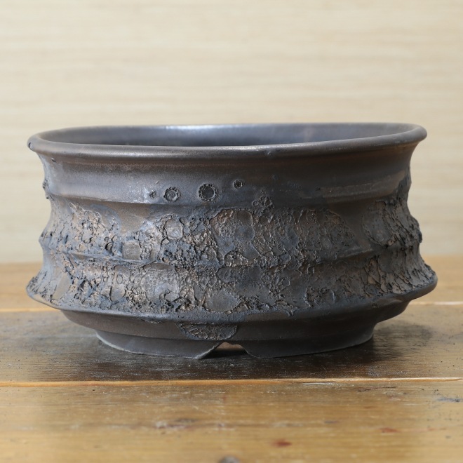 5.5号鉢 高さ約8.5cm 植木鉢 陶器鉢 塊根植物 アガベ サボテン コーデックス 【銀河鉢シリーズ】 作家 陶芸家 横山雄一作 一点物