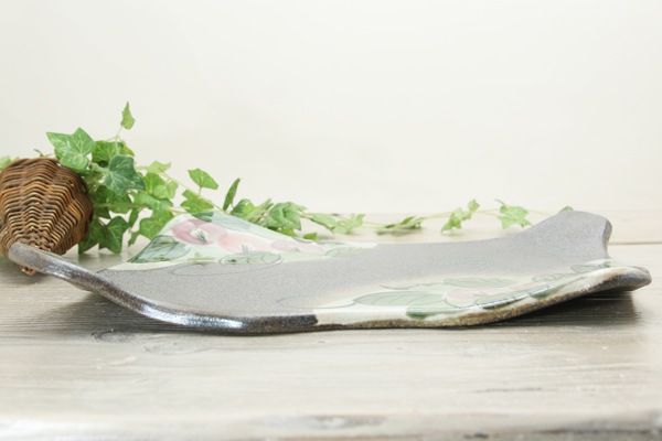 【益子焼】厚みのある重厚感の変形お料理板皿【サイズ大・単品１枚】