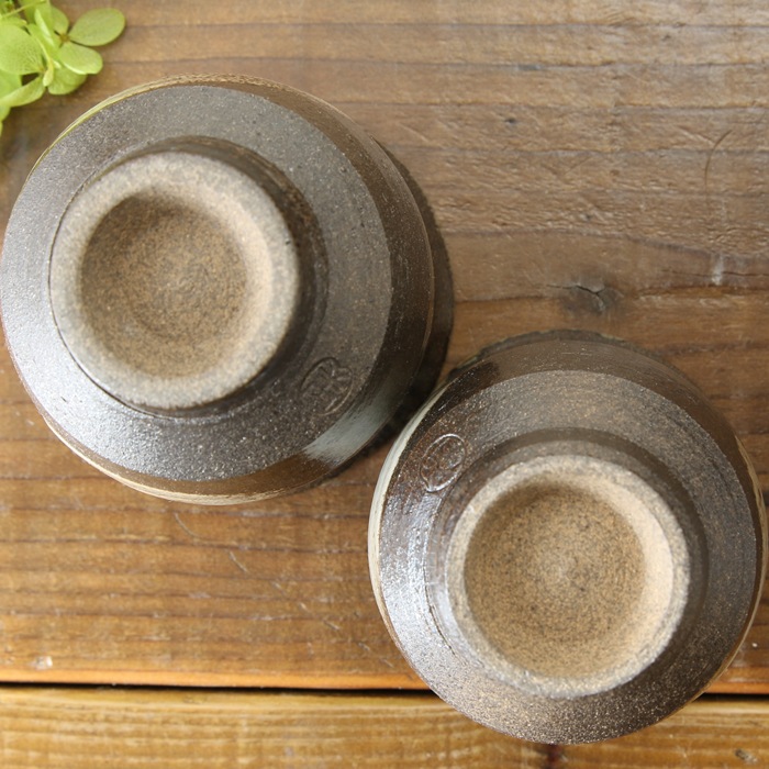 【益子焼】素朴な刷毛目の夫婦湯呑み