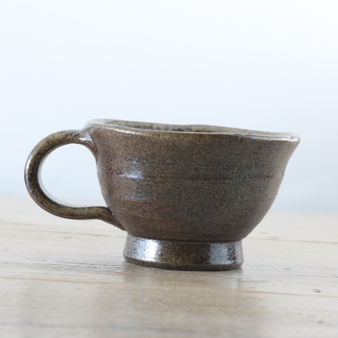 【益子焼】 コーヒーカップ＆ソーサー 珈琲カップ おしゃれ 陶器 布目ぶどう模様 【サイズ中・単品１客】