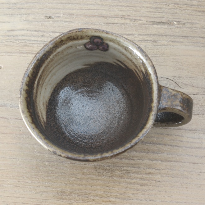 【益子焼】 コーヒーカップ＆ソーサー 珈琲カップ おしゃれ 陶器 布目ぶどう模様 【サイズ中・単品１客】