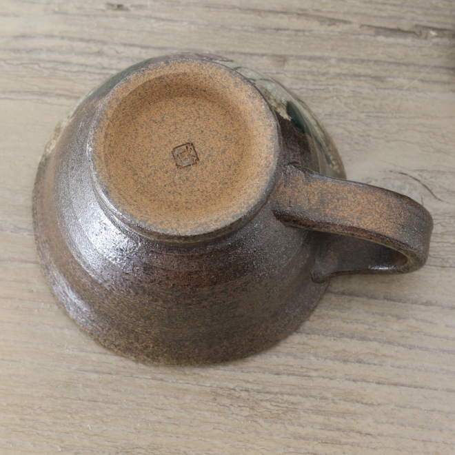 【益子焼】 コーヒーカップ＆ソーサー 珈琲カップ おしゃれ 陶器 布目ぶどう模様 【サイズ中・単品１客】