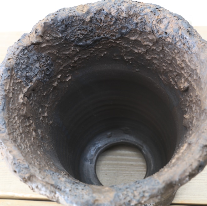 【益子焼】 4.8号鉢 高さ約15.5cm 植木鉢 陶器鉢 塊根植物 コーデックス アガベ 【溶岩流lavaシリーズ】 作家 陶芸家 横山雄一作 一点物