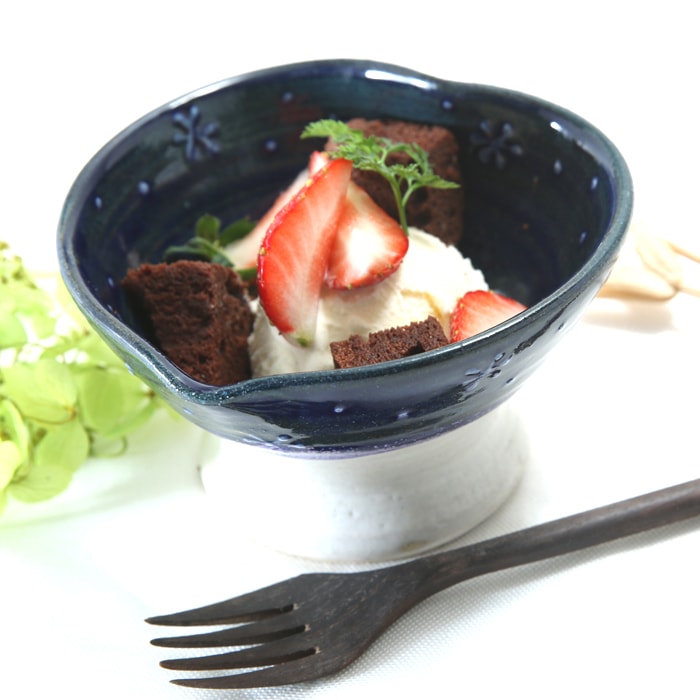 【益子焼】夜空のようなロマンチックなヨーグルト小鉢 アイスクリーム小鉢 ミニパフェ小鉢【単品1個】