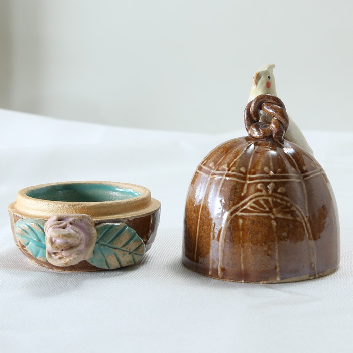 益子焼｜【益子焼】 オカメインコ 小物入れ ジュエリーボックス