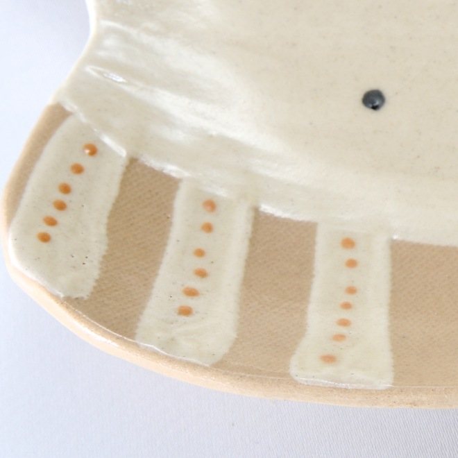 【益子焼】おしゃれ 海の生き物たちシリーズ イカ イカの浅めなお皿 中皿 【単品1枚】