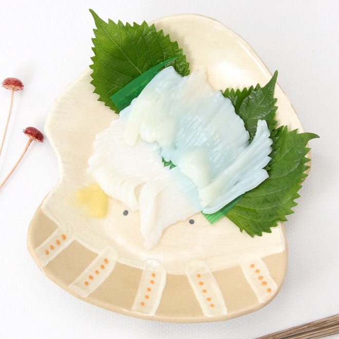 【益子焼】おしゃれ 海の生き物たちシリーズ イカ イカの浅めなお皿 中皿 【単品1枚】