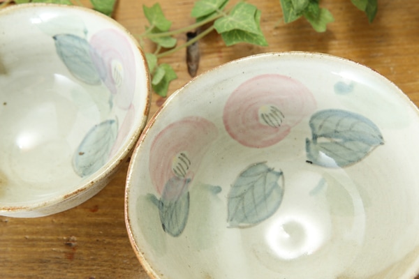 【益子焼】【釉シリーズ】つばき&透明感のある釉薬 夫婦ごはん茶碗