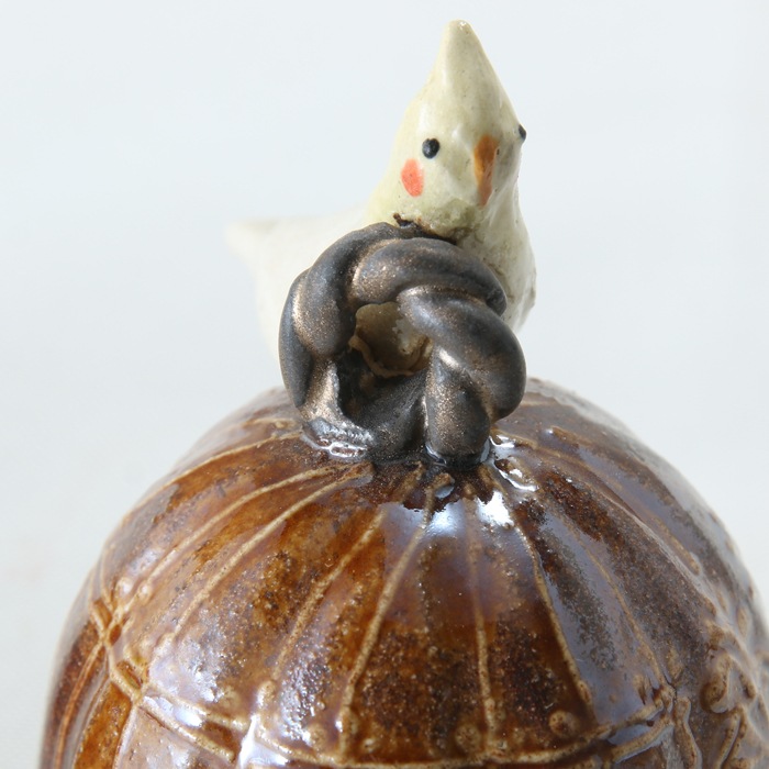 【益子焼】 オカメインコ　小物入れ ジュエリーボックス　おしゃれ　一点物　高さ約12cm