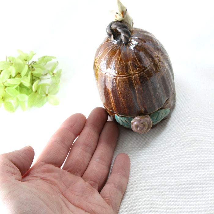 【益子焼】 オカメインコ　小物入れ ジュエリーボックス　おしゃれ　一点物　高さ約12cm