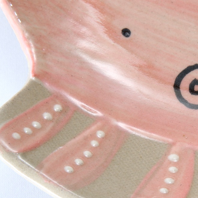 【益子焼】おしゃれ 海の生き物たちシリーズ タコ タコの浅めなお皿 中皿 【単品１枚】