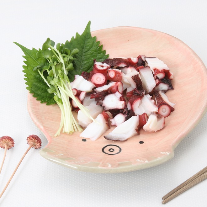 【益子焼】おしゃれ 海の生き物たちシリーズ タコ タコの浅めなお皿 中皿 【単品１枚】